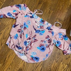 Super cute off the shoulder spaghetti strap front tie